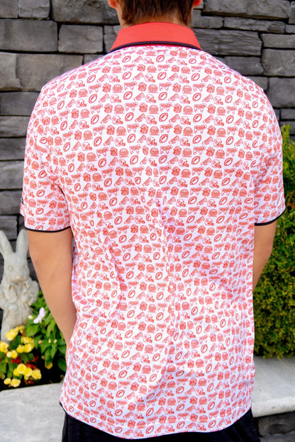 Back view of the Saturdays in Athens Georgia inspired men’s golf polo by City Golf Collective showing full design.