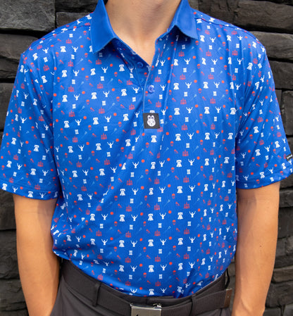Front view of The Philly Jawn Philly golf polo by City Golf Collective