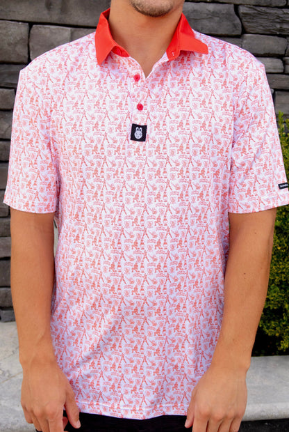 Front view of The South Philly Sandlot Philly baseball golf polo by City Golf Collective