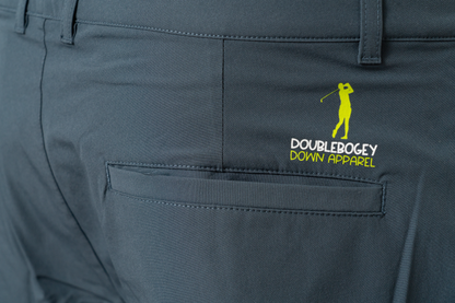 Back detail of The Ocean Fade joggers – close-up of blue performance fabric and secure back pocket design built for flexibility and all-day wear.