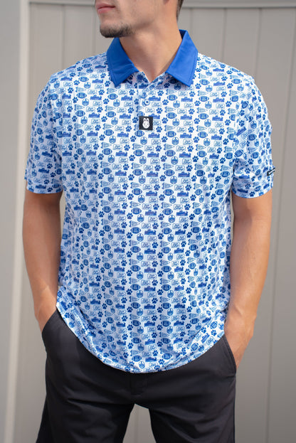 Front view of the Saturdays in Happy Valley Penn State inspired golf polo by City Golf Collective