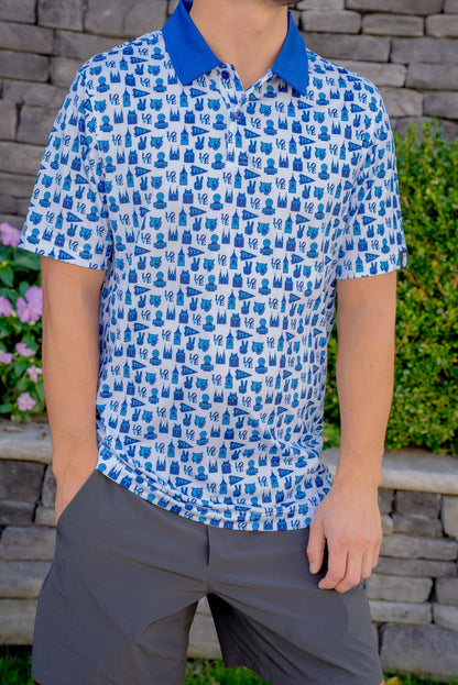 Front view of the Main Line Madness Villanova basketball golf polo by City Golf Collective