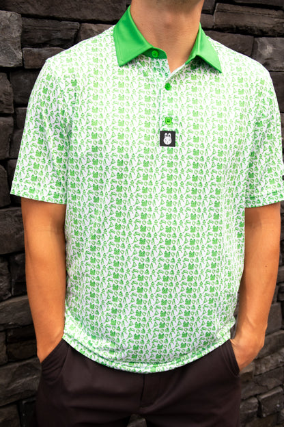 Front view of the Birds & Bogeys Philadelphia golf polo for men by City Golf Collective