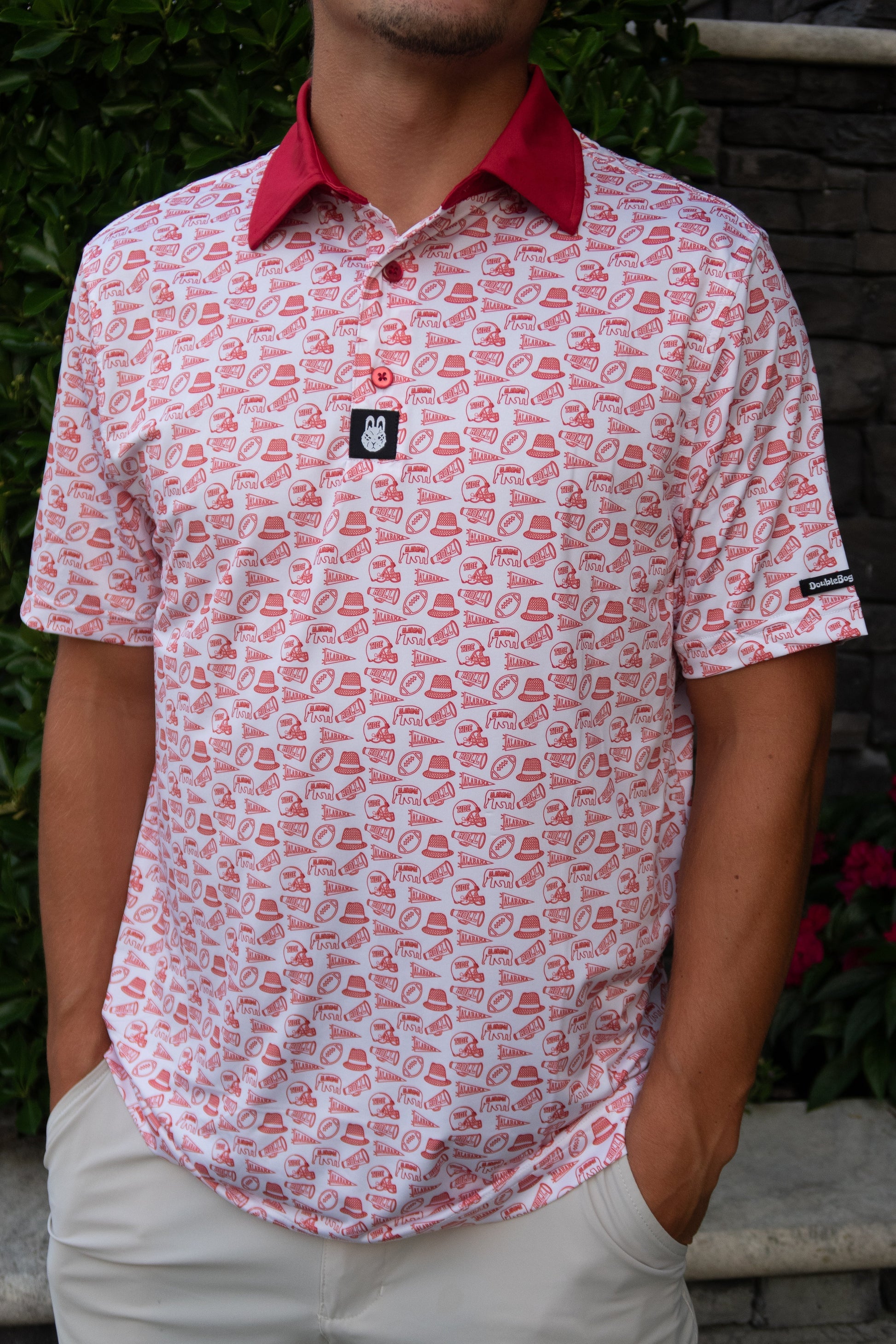Front view of the Saturdays in Tuscaloosa Alabama inspired men’s golf polo by City Golf Collective