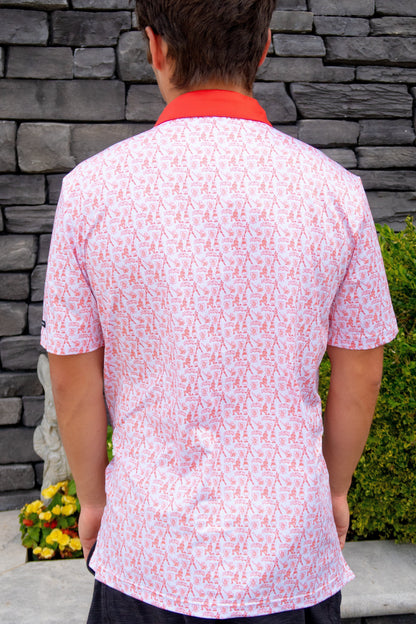 Back view of The South Philly Sandlot Philly baseball golf polo by City Golf Collective showing full design.